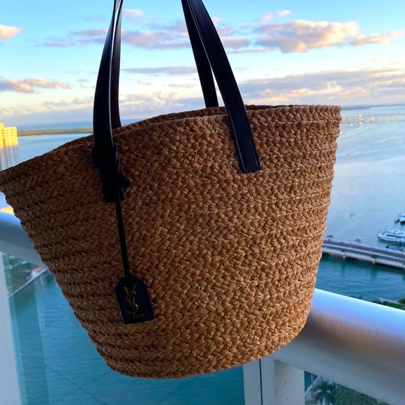 SOLD✨Saint Laurent Medium Panier Straw Tote - Picture 6 of 13